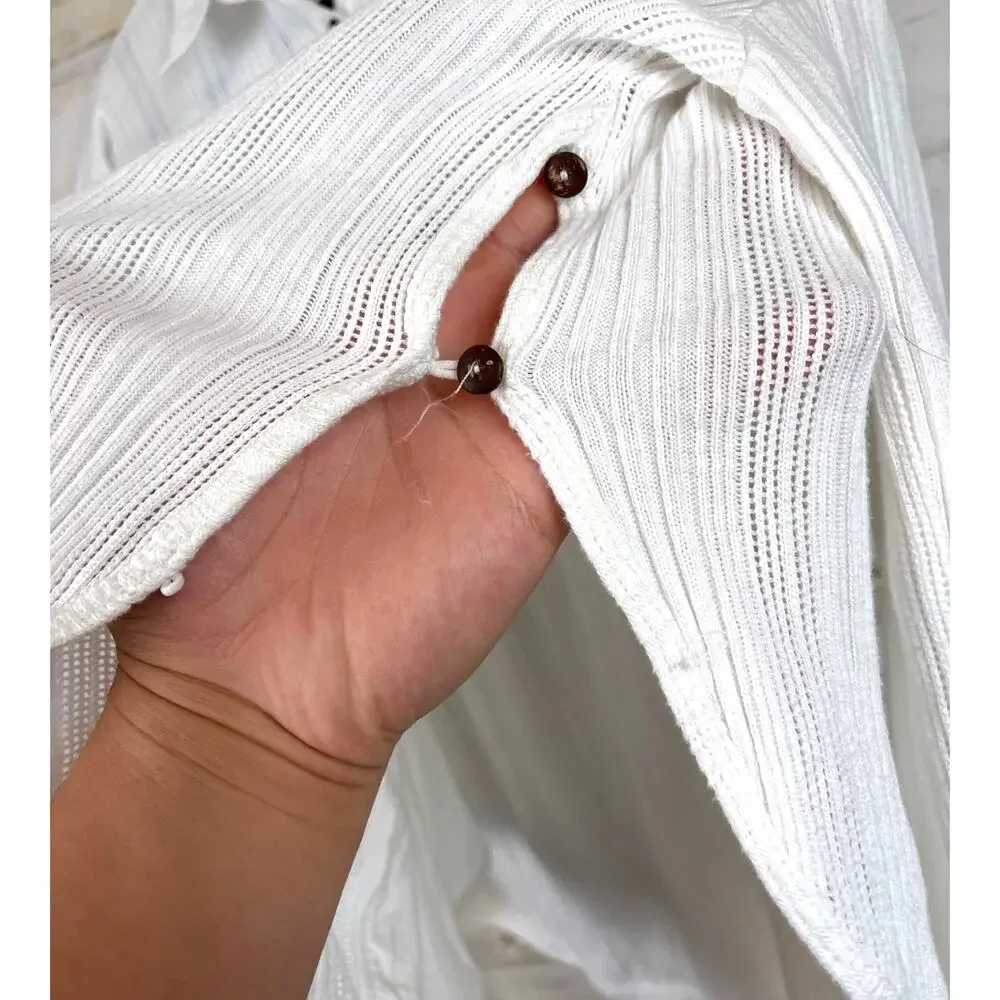 Free People Free-Est Womens XS White Oversized Cotton Button Up Top Boho